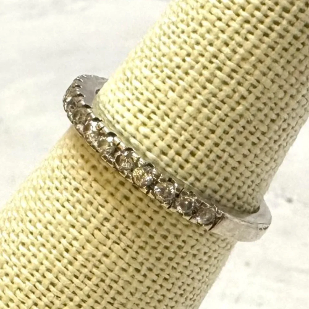 925 Cubic Zirconia Ring Sterling Silver Prong Set 2mm Round CZ Stacking Band Sz5